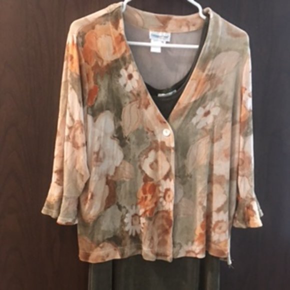 2-piece Coldwater Creek maxi dress with jacket size Petite Large - Picture 3 of 7